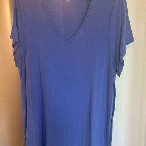 HUE Blue Relaxed Fit Short Sleeve T-Shirt, V-neck, Size XXL Plus Size